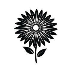 black and white flower silhouette with white background
