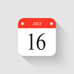 Vector icon page day calendar - 16 July month
