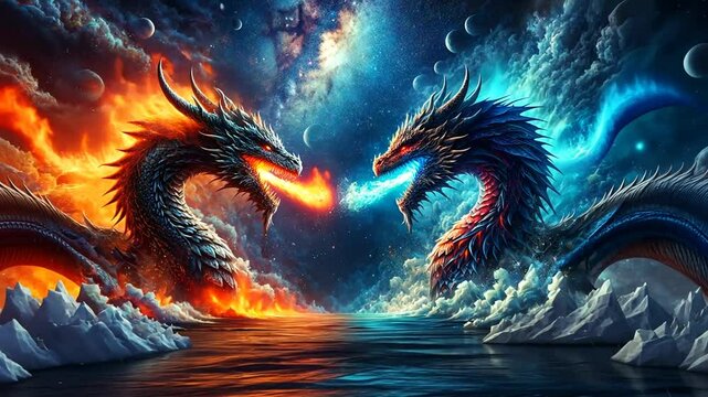 Zwei Drachen im epischen Kampf