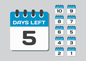 Countdown daily page calendar icon - 5 days left