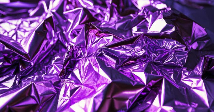 A close-up of crumpled foil, forming a colorful and abstract design.