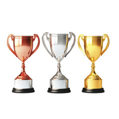 Award Winning Trio: Bronze, Silver, and Gold Trophies