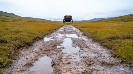 Remote carriage path through a muddy field