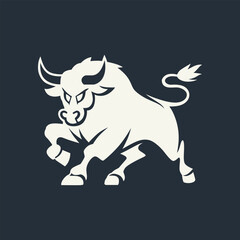 Bold silhouette of a bull mid-charge, ideal for logos or branding