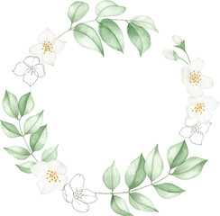 Hand-Painted Watercolor Jasmine Floral Wreath