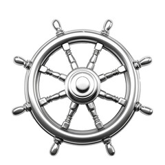 Obraz premium A Polished Chrome Ship's Wheel Nautical Steering Control Maritime Navigation Device