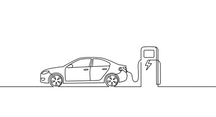 Good transparent background. Electric car charging at a charging station