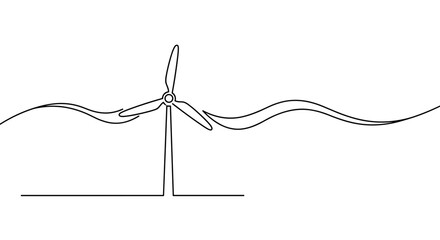 Naklejka premium Good transparent background. Wind turbine design in minimalist line art style