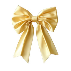 Fototapeta premium Elegant Yellow Satin Bow for Any Occasion on a white background.