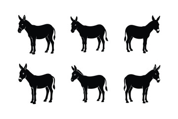 donkey standing vector silhouette