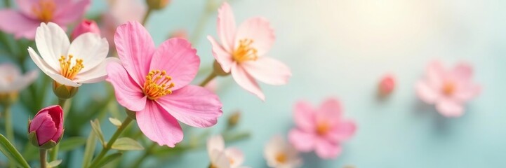 Fototapeta premium Delicate flower blooms on crisp white surface, blossom, blossom, garden