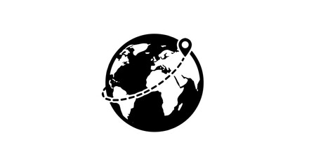 Obraz premium Good icon. World globe with travel path and location marker