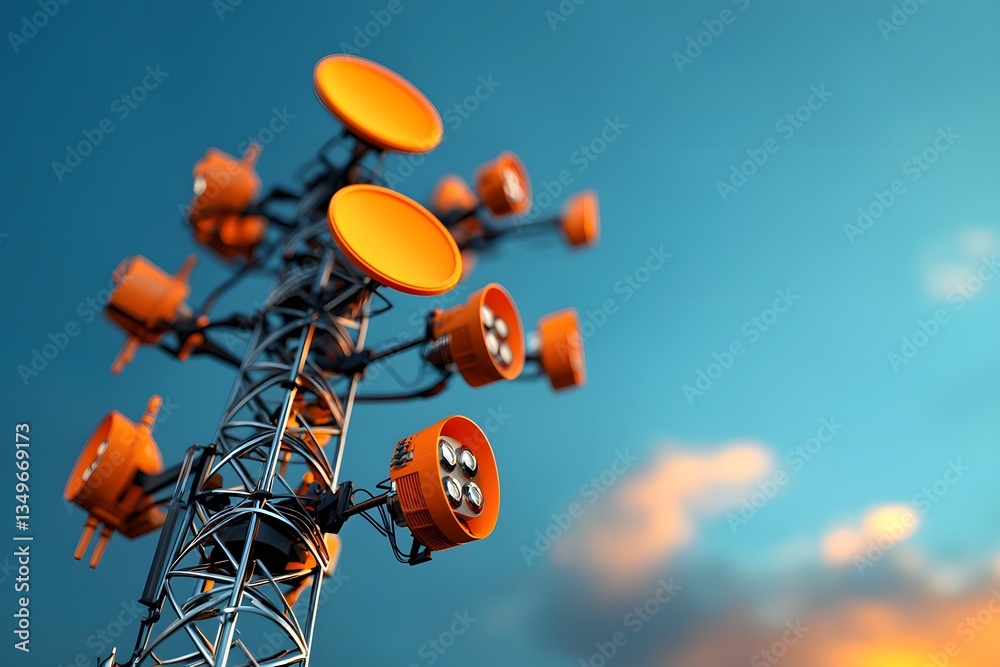 Poster cutting edge antenna array system capturing and transmitting wireless signals with vibrant technolog