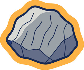 Abstract Rock with Yellow Outline Illustration, An illustration of a textured rock with a yellow outline, symbolizing natural geology and earth elements.
