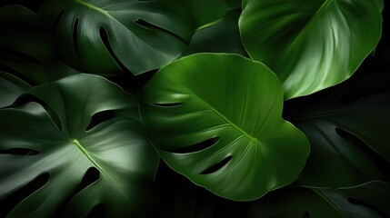 Lush, deep green tropical leaves