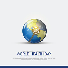 world health day 2025. world health day concept banner, poster, social media post, postcard, background, backdrop, template, greetings card, cover design. Healthy beginnings, hopeful futures.
