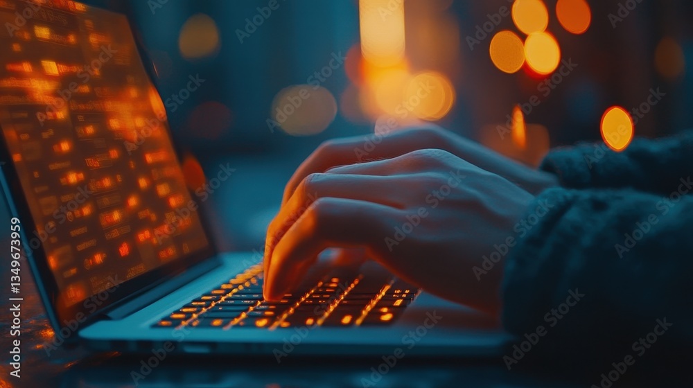 Leinwandbilder business professionals collaborating on a project in a modern office during evening hours while usin