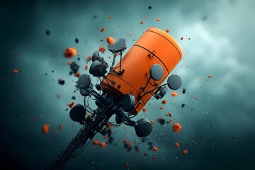 Otherworldly Antenna Farm A Technological Transmitting Signals Across Boundless Skies with Swirling Auroras and Glowing Nebulae in a Modernist Futuristic Atmosphere