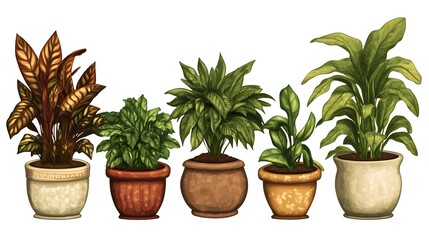 Obraz premium Collection of Diverse Houseplants for Home Decor and Cozy Plant Arrangements