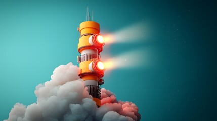 Obraz premium Retro futuristic antenna tower system emitting signals through a dramatic luminous and prismatic skyscape