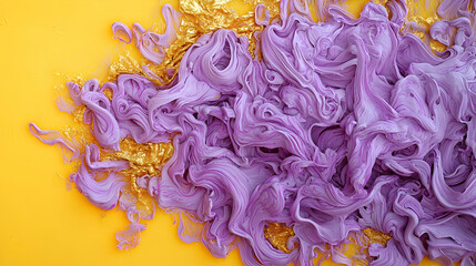 Abstract Art With Purple And Gold Fluid Paint