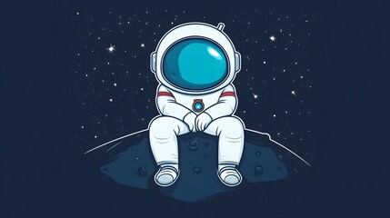 Cute Astronaut Cartoon Illustration for Space-themed Designs and Projects