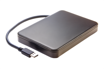 External Hard Disk drive with usb cable isolated on white background. External HDD with usb connector