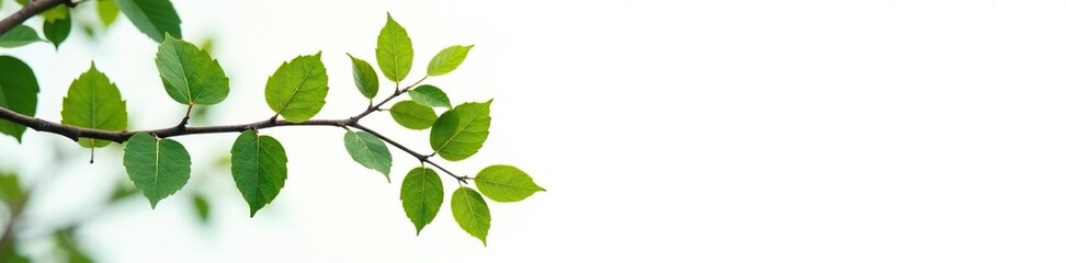 Branches with leaves isolated on white background, calm, simplicity, foliage