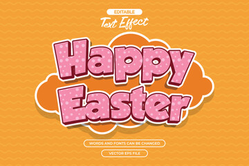 Obraz premium Happy Easter editable text effect with cloud shape background