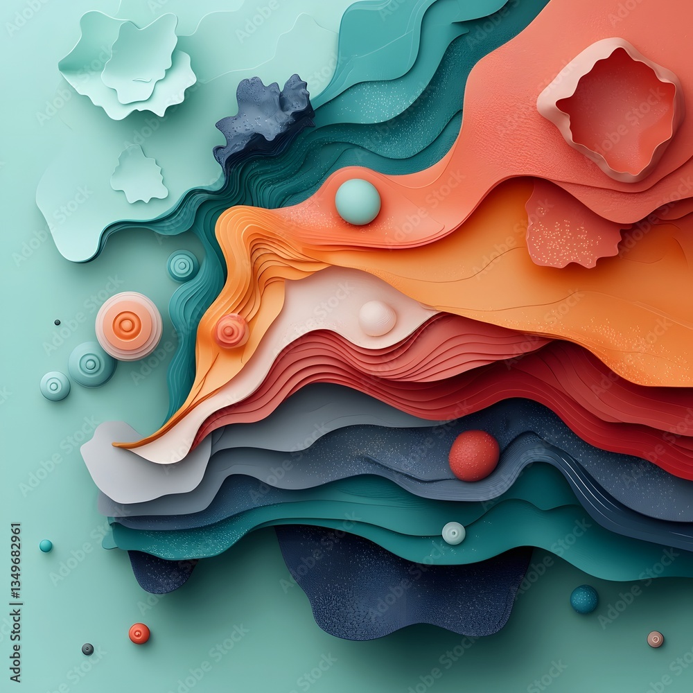 Poster a digital depicting a fluid abstract landscape with a dynamic data driven weather visualization the 