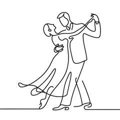 Dancing couple expressing joy in minimalist line art on a transparent background