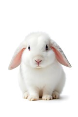 white rabbit on white background