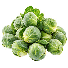 Fototapeta premium Fresh Green Brussels Sprouts Heap Close up Healthy Vegetable Food Photography