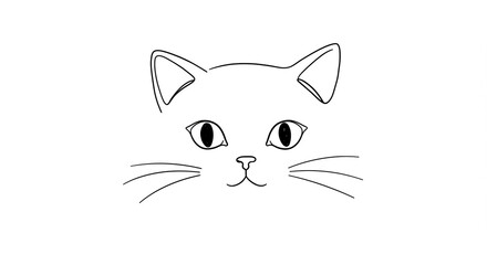 Cute Minimalist Line Art Cat Face Illustration Pet Portrait Simple Design