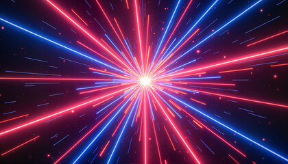 Vibrant light beams radiating from a glowing core, dynamic energy display