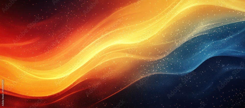 Wall mural abstract gradient background with navy and gold, bright red and yellow, featuring a subtle grainy ef