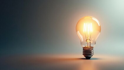 Single lightbulb, glowing filament against pure white , discovery, lightbulb
