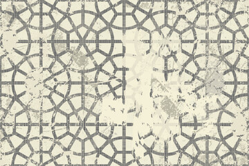 Abstract geometric seamless pattern with an effect of attrition in retro color. Vector shabby geometric carpet. Vintage background for ceramic tile, wallpaper, linoleum, textile, rug, web page
