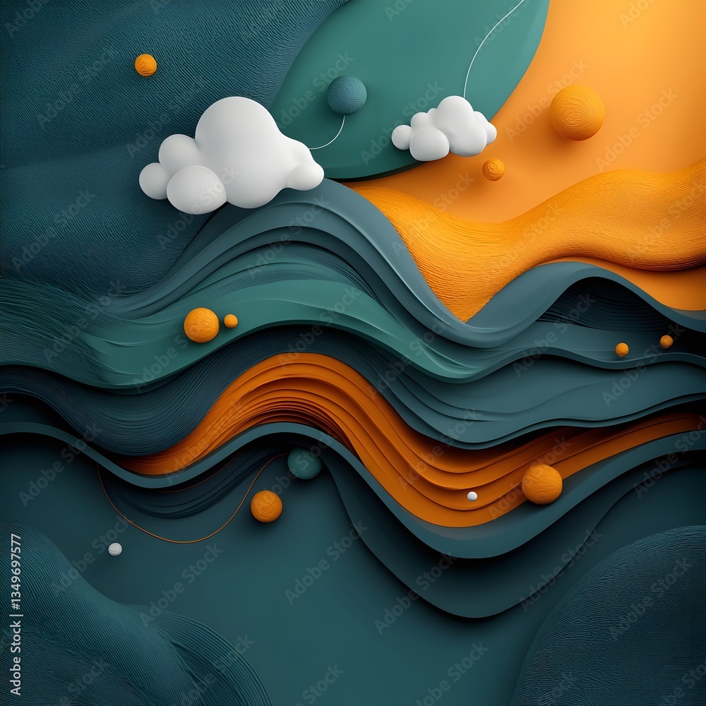 Poster captivating abstract visualization of topographic data and dynamic flow patterns featuring a rich co