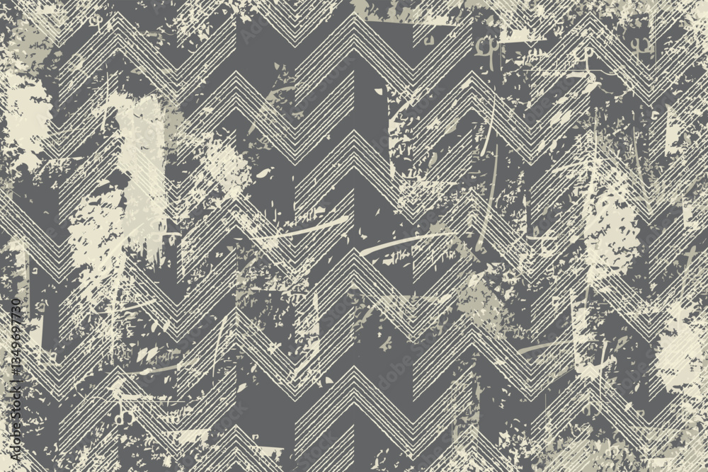 Poster Abstract geometric seamless pattern with an effect of attrition in retro color. Vector shabby geometric carpet. Vintage background for ceramic tile, wallpaper, linoleum, textile, rug, web page
