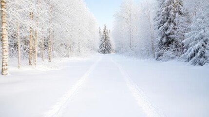 Obraz premium Snowy winter forest path