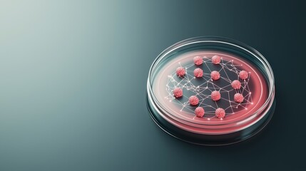 Abstract Petri Dish with Microbial Structure in Digital Environment