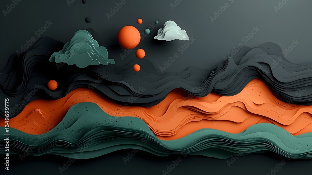 Poster captivating fluid topographic terrain with intricate data visualization dynamic weather data analysi