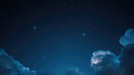 Fototapeta premium Night sky and clouds, Ethereal Night Sky with Glowing Nebula and Soft Clouds