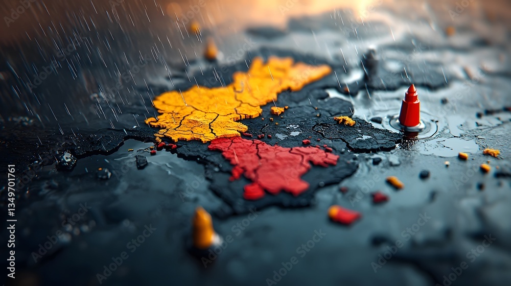 Poster captivating rainfall pattern map showcasing fluid topographic terrain dynamic data visualization and