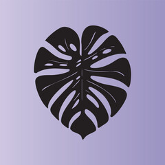 Monstera Leaf Silhouette on Gradient Background