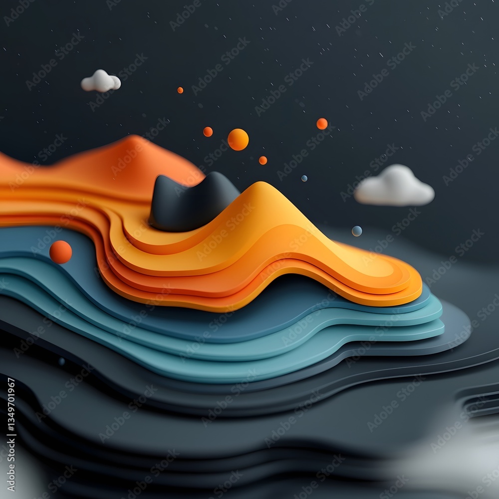 Poster captivating topographic data visualization fluid mesmerizing abstract landscape with undulating patt