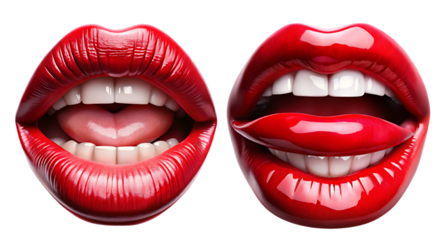 Red lips with heart shape illustration showcasing beauty, glamour, and love