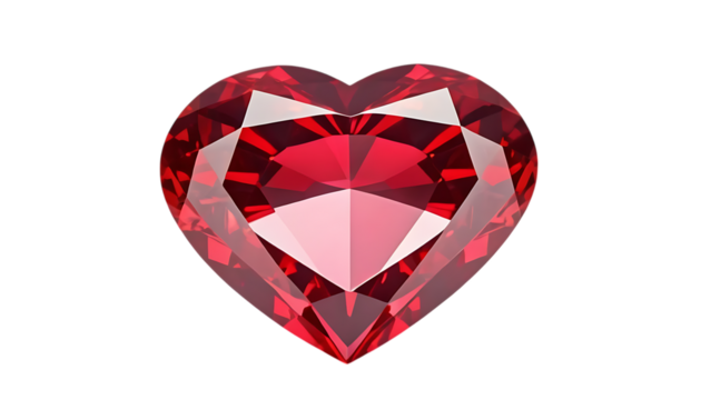 Ruby - Red shiny gem in the shape of a heart png