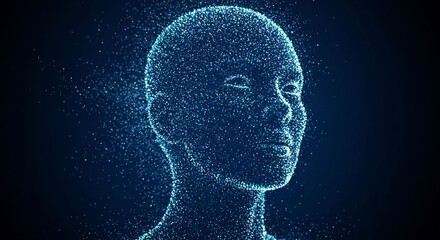 Abstract Digital Human Head Particle Effect AI Technology Futuristic Concept
